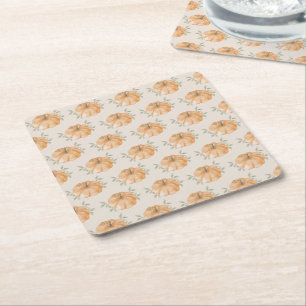 Posavasos Cuadrado De Papel Naranja Pequeño Modelo De Calabaza Cae Baby Shower