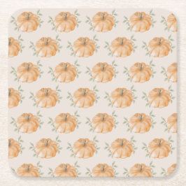 Posavasos Cuadrado De Papel Naranja Pequeño Modelo De Calabaza Cae Baby Shower