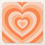 Posavasos Cuadrado De Papel Naranja retro vintage Hearts<br><div class="desc">Corazones de Amor - Patrón cardíaco hipnótico - Patrón cardíaco retro vintage en Naranja.</div>