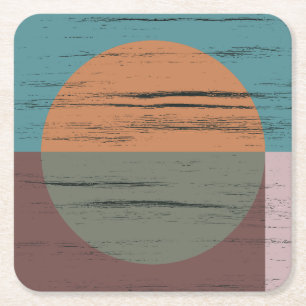 Posavasos Cuadrado De Papel Naranja Y Círculo Verde