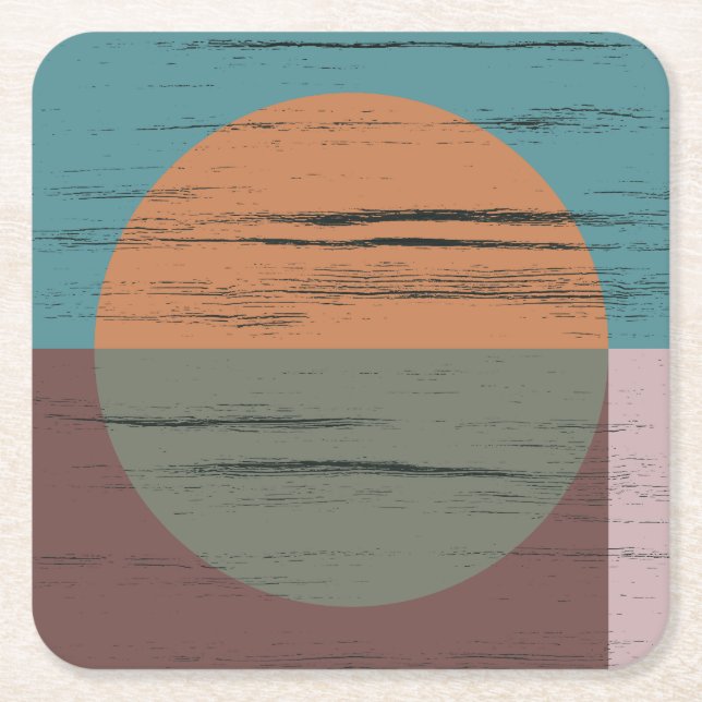 Posavasos Cuadrado De Papel Naranja Y Círculo Verde (Anverso)