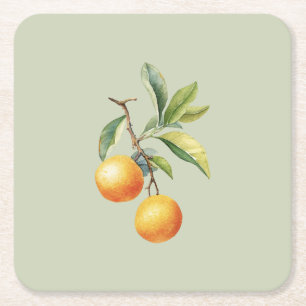 Posavasos Cuadrado De Papel Naranja y verde un poco cursi Baby Shower
