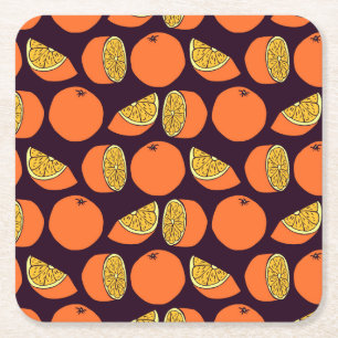 Posavasos Cuadrado De Papel Naranjas sin inconvenientes, textura vintage.