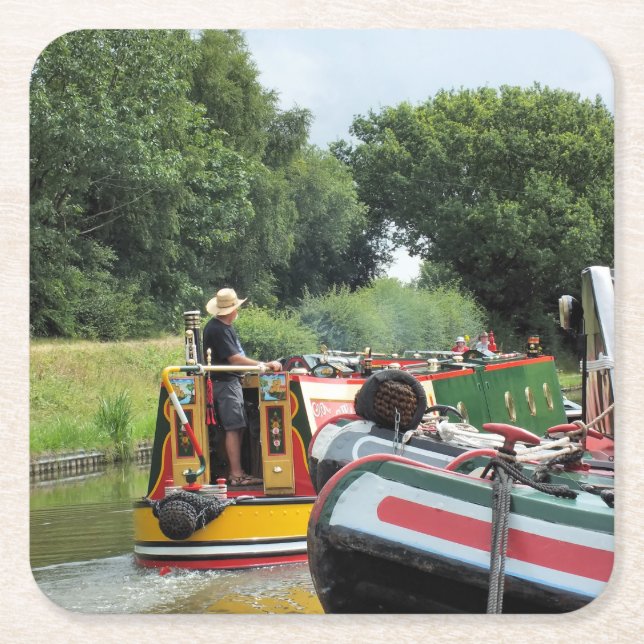 POSAVASOS CUADRADO DE PAPEL NARROWBOATS (Anverso)