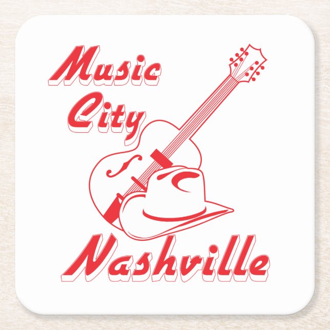Posavasos Cuadrado De Papel Nashville. Ciudad de la música (Anverso)