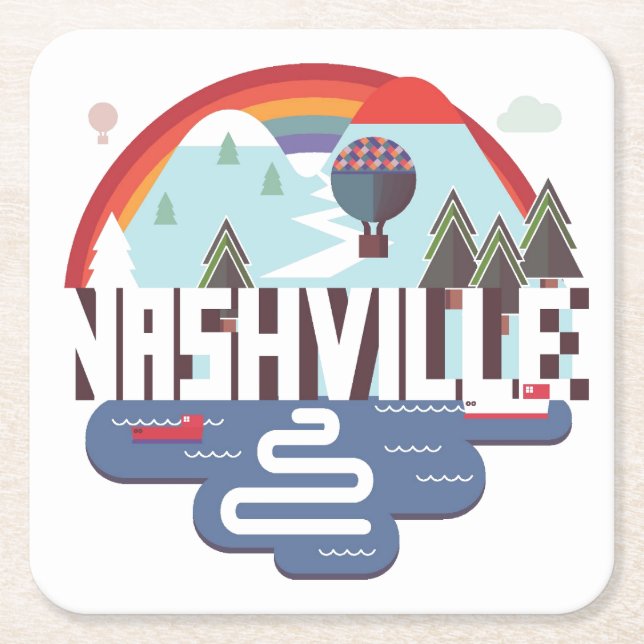 Posavasos Cuadrado De Papel Nashville En Diseño (Anverso)