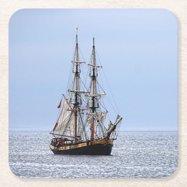 Posavasos Cuadrado De Papel Nautical Fishing Boys Blue Skies (Anverso)