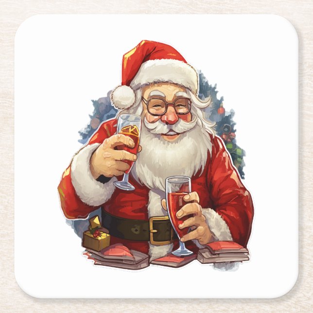 Posavasos Cuadrado De Papel Navidad (Anverso)