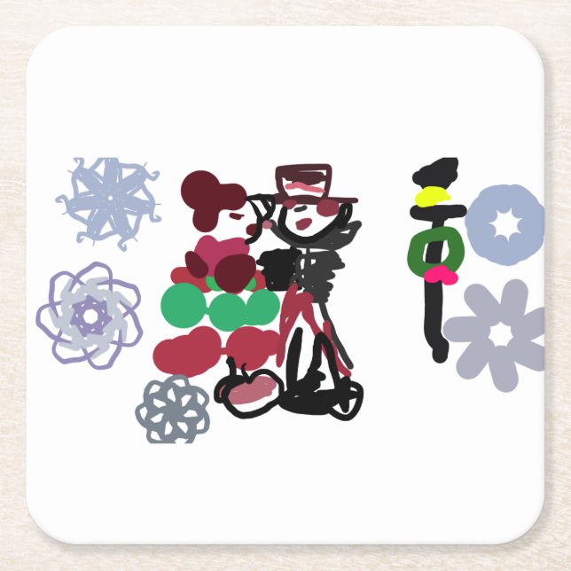 Posavasos Cuadrado De Papel Navidad Hermoso paseo (Anverso)