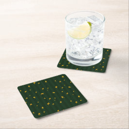 Posavasos Cuadrado De Papel Navidad Verde Amarillo Estrella Raya Navidad