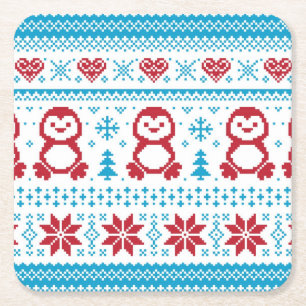 Posavasos Cuadrado De Papel Navidad y modelo hecho punto invierno