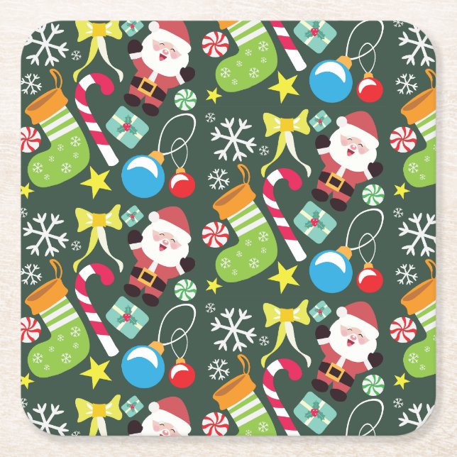 Posavasos Cuadrado De Papel Navidades (Anverso)