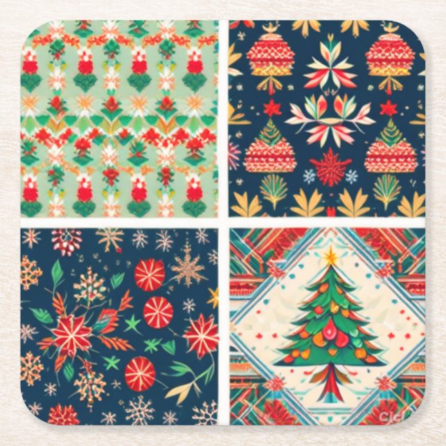 Posavasos Cuadrado De Papel Navidades (Anverso)