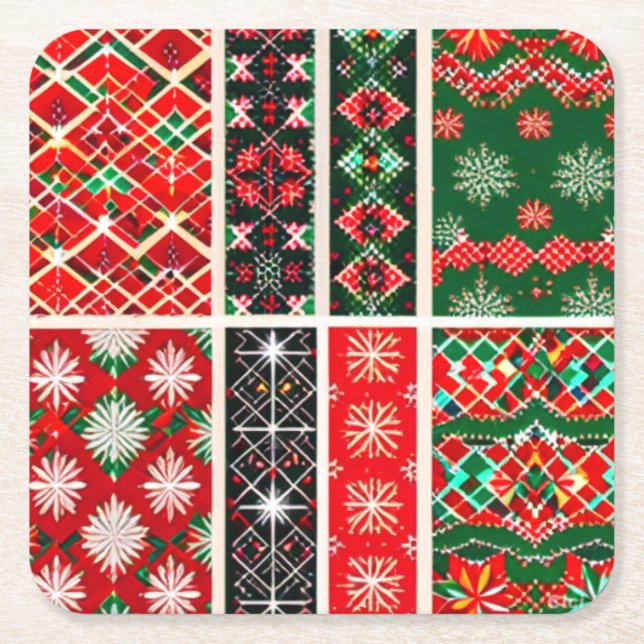 Posavasos Cuadrado De Papel Navidades (Anverso)