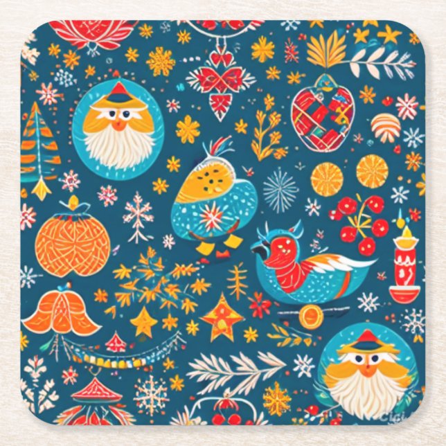 Posavasos Cuadrado De Papel Navidades (Anverso)
