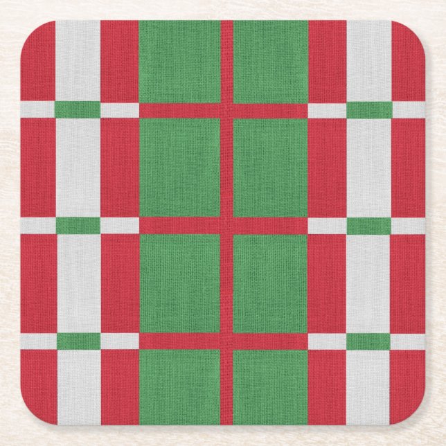 Posavasos Cuadrado De Papel Navidades a rayas (Anverso)