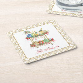 Posavasos Cuadrado De Papel Navidades acuáticos Champán Bar Cart