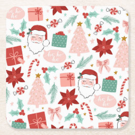 Posavasos Cuadrado De Papel Navidades alegres