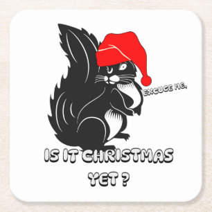 Posavasos Cuadrado De Papel navidades ardilla, ¿ya son navidades?