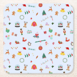 Posavasos Cuadrado De Papel Navidades azules pastel decoración del hogar