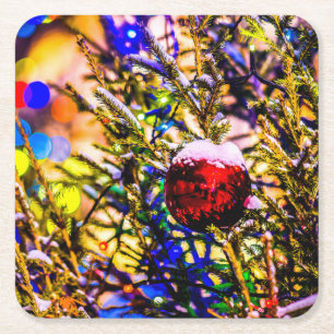 Posavasos Cuadrado De Papel Navidades Ball Red