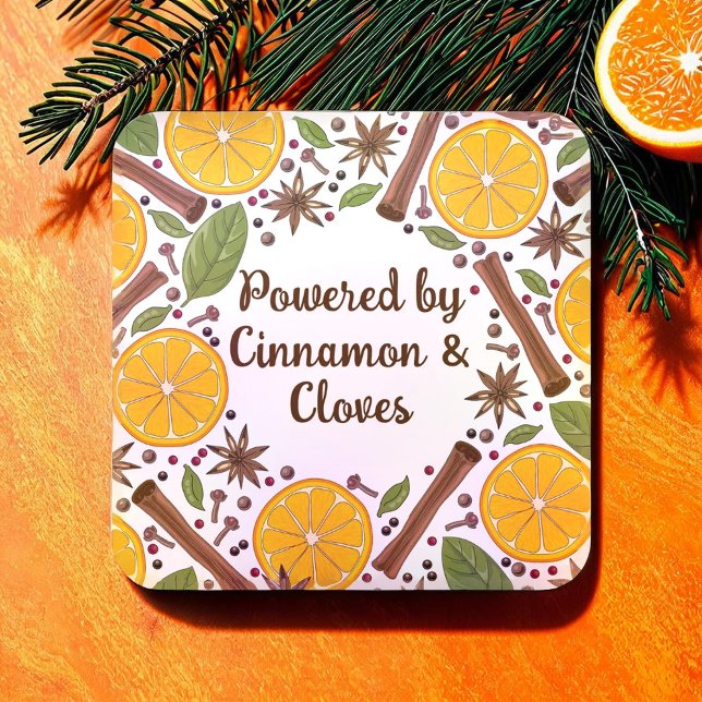 Posavasos Cuadrado De Papel Navidades blanco picante de vino (Christmas mulled wine spicy white square paper coaster)