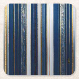 Posavasos Cuadrado De Papel Navidades Blues Stripes Blue White Gold