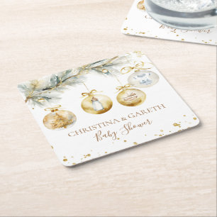 Posavasos Cuadrado De Papel Navidades Boho Merry Little Baby Shower