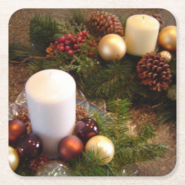 Posavasos Cuadrado De Papel Navidades Candle Centerpieces (Anverso)
