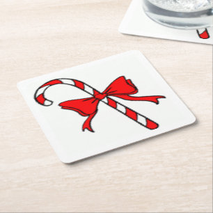 POSAVASOS CUADRADO DE PAPEL NAVIDADES CANDYCANE