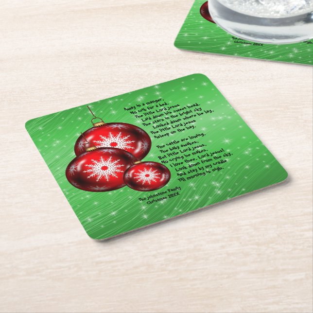 Posavasos Cuadrado De Papel Navidades Carol Letras En Manger (En perspectiva)