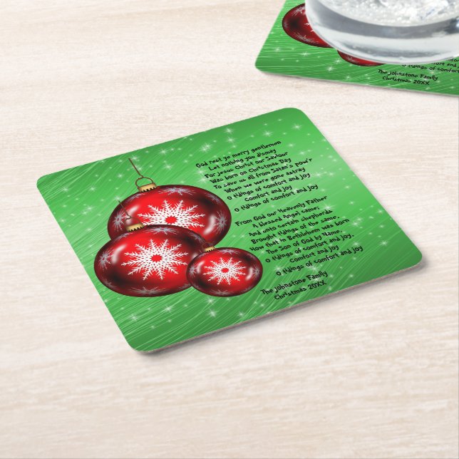 Posavasos Cuadrado De Papel Navidades Carol Lyrics God Rest - Caballeros (En perspectiva)