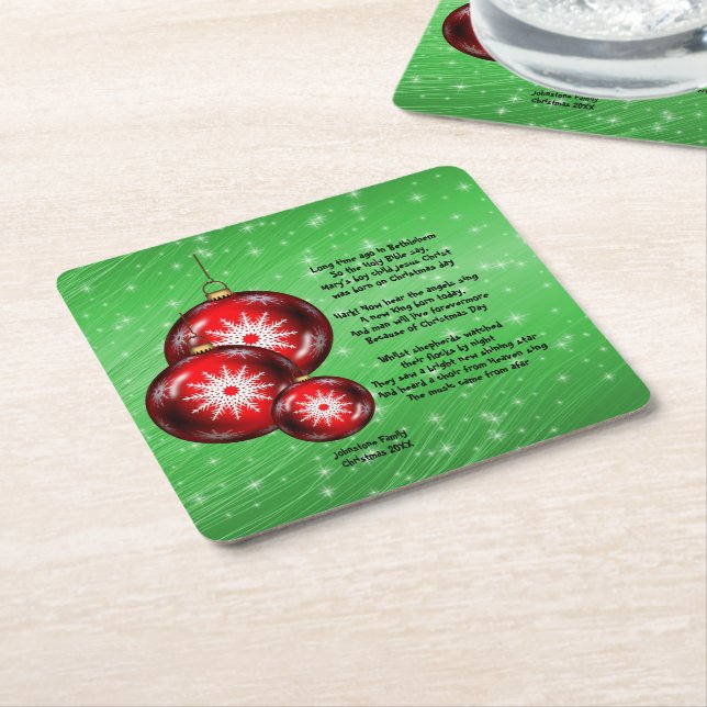Posavasos Cuadrado De Papel Navidades Carol Lyrics Hace Mucho Tiempo (En perspectiva)