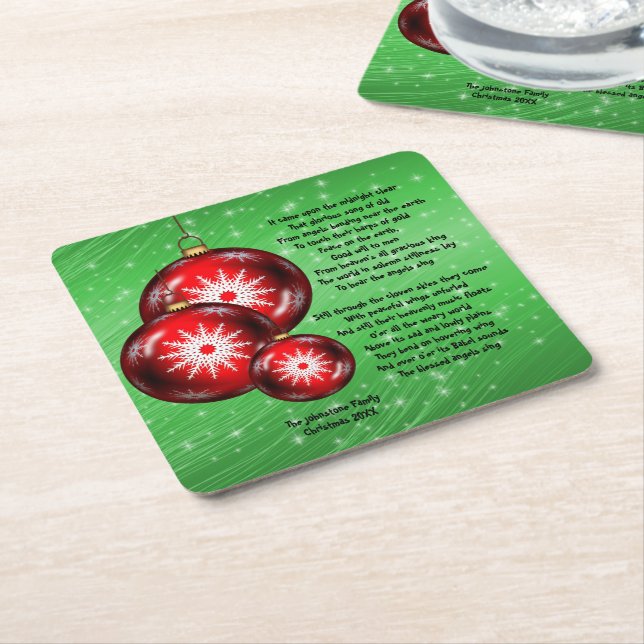 Posavasos Cuadrado De Papel Navidades Carol Lyrics - Vino A Medianoche - (En perspectiva)