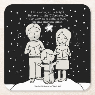 Posavasos Cuadrado De Papel Navidades Caroling