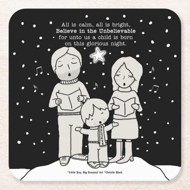 Posavasos Cuadrado De Papel Navidades Caroling (Anverso)