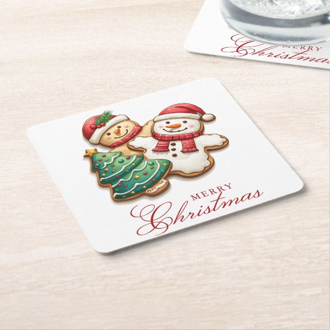 Posavasos Cuadrado De Papel Navidades cocina Feliz Navidad (En perspectiva)