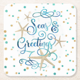 Posavasos Cuadrado De Papel Navidades costeros SEAS & GREETINS