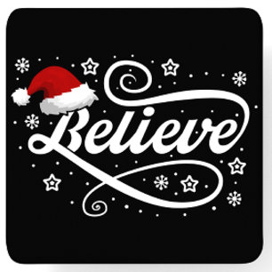 Posavasos Cuadrado De Papel Navidades creen que Santa Claus - Papá Noel