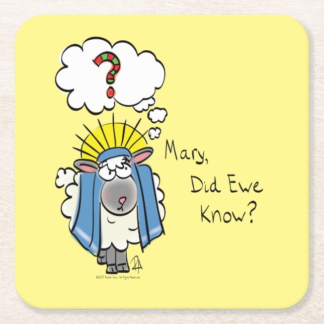 Posavasos Cuadrado De Papel Navidades cristianos graciosos Personalizado de ov (Anverso)