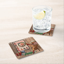 Posavasos Cuadrado De Papel Navidades de Cowboy Boot