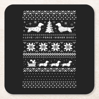 Posavasos Cuadrado De Papel Navidades de Dachshunds
