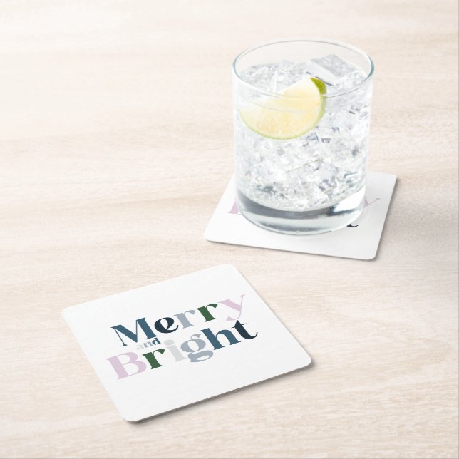 Posavasos Cuadrado De Papel Navidades De Fuente Feliz Y Brillante (In situ)