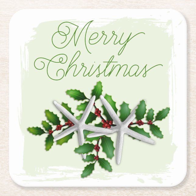Posavasos Cuadrado De Papel Navidades de Hawái Starfish Bebe Astratos (Anverso)