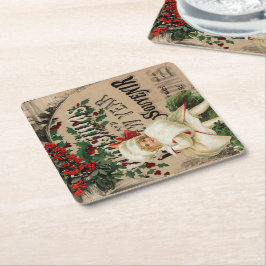 Posavasos Cuadrado De Papel Navidades de la época de la época de la época de l