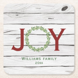 Posavasos Cuadrado De Papel Navidades de la familia Joy Wreath