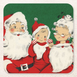 Posavasos Cuadrado De Papel Navidades de la Familia Santa Vieja
