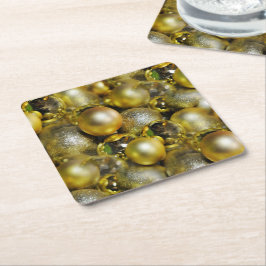 Posavasos Cuadrado De Papel Navidades de oro Baubles