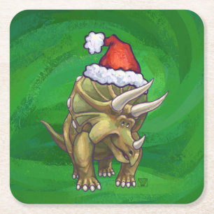 Posavasos Cuadrado De Papel Navidades de Triceratops Green