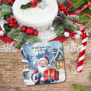 Posavasos Cuadrado De Papel Navidades de Winter Wonderland Santa Baby Shower
